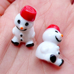 3D Miniature Snowman Cabochons | Christmas Fairy Garden DIY | Mini Christmas Ornaments | Christmas Party Deco | Kawaii Christmas Phone Decoration | Xmas Party Table Scatter | Christmas Craft Supplies (2 pcs / 13mm x 20mm)