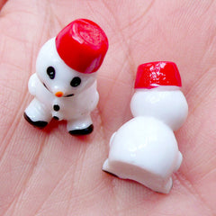 3D Miniature Snowman Cabochons | Christmas Fairy Garden DIY | Mini Christmas Ornaments | Christmas Party Deco | Kawaii Christmas Phone Decoration | Xmas Party Table Scatter | Christmas Craft Supplies (2 pcs / 13mm x 20mm)