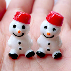 3D Miniature Snowman Cabochons | Christmas Fairy Garden DIY | Mini Christmas Ornaments | Christmas Party Deco | Kawaii Christmas Phone Decoration | Xmas Party Table Scatter | Christmas Craft Supplies (2 pcs / 13mm x 20mm)