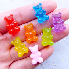 Bear Candy Cabochons | Fake Gummy Bear Cabochon | Sweet Deco | Faux Food Jewelry | Kawaii Decoden | Cute Cabochon (7pcs / Assorted Mix / 11mm x 17mm)