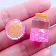 Miniature Wishing Jar with Glitter | Glittery Wish Jar Cabochon | Fairy Bottle | Kawaii Jewelry Making | Resin Decoden Pieces (2pcs / Pink / 3D / 14mm x 21mm)