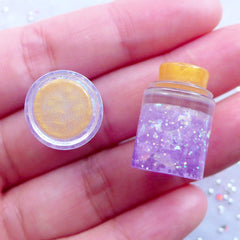 Miniature Wish Jar with Glitter | Glittery Wishing Jar Cabochon | Fairy Bottle with Magic Dust | Kawaii Jewelry DIY (2pcs / Purple / 3D / 14mm x 21mm)