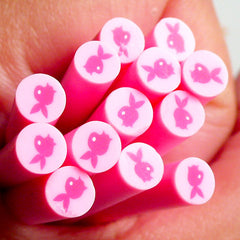 Polymer Clay Cane - Pink Rabbit / Bunny - for Miniature Food / Dessert / Cake / Ice Cream Sundae Decoration and Nail Art CAN026