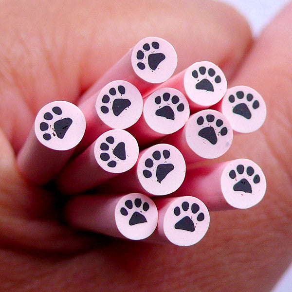 Animal Paw Polymer Clay Cane | Kawaii Fimo Rod Supplies | Cute Nail Art Design