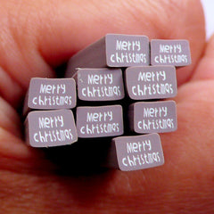 Christmas Nail Art Fimo Cane | Merry Christmas Chocolate Tag Polymer Clay Cane | Miniature Craft Supplies