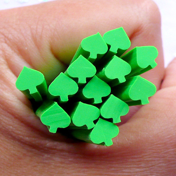 Playing Card Polymer Clay Cane | Fimo Canes for Nail Art | Card Suit Spade Embellishments (Green)