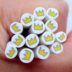 Yellow Crown Fimo Cane | Kawaii Polymer Clay Cane | Scrapbooking Supplies | Card Embellishments | Stud Earrings Making | Nail Decoration | Mixed Media Art | Filling for Resin Crafts