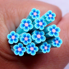 Blue Flower Polymer Clay Cane | Fimo Cane Supplies | Floral Nail Design & Resin Art Supplies