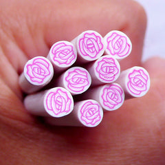 Rose Polymer Clay Cane | Floral Fimo Clay Cane | Flower Nail Design & Scrapbooking Supplies
