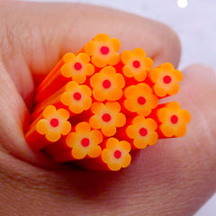 Orange Flower Fimo Clay Cane | Floral Polymer Clay Cane Supplies | Nail Art & Card Making