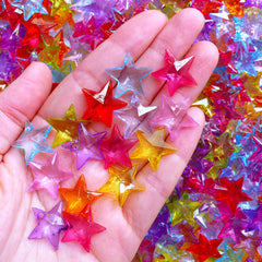 Assorted Acrylic Star Charms | Cute Plastic Charm | Kawaii Chunky Jewelry Making (20 pcs / Colorful Mix / 19mm x 18mm)