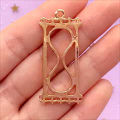 Hourglass Open Bezel Charm for UV Resin Jewellery Making | Sandglass Deco Frame for Resin Filling (1 piece / Gold / 19mm x 42mm)