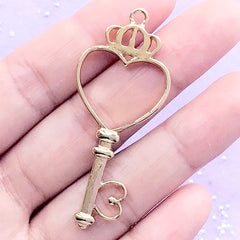 CLEARANCE Magical Girl Key Wand Open Bezel Pendant | Kawaii Charm | Mahou Kei Jewelry Supplies | UV Resin Craft Supplies (1 piece / Gold / 23mm x 53mm)