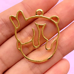 Kawaii Open Bezel for UV Resin | Bunny Charm | Rabbit Pendant | Cute Deco Frame for Resin Filling (1 piece / Gold / 31mm x 33mm)