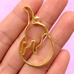 Kawaii Open Back Bezel | Cat Butt Charm | UV Resin Jewellery Supplies | Animal Deco Frame for UV Resin Filling (1 piece / Gold / 25mm x 42mm)