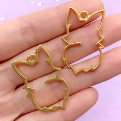 Fox Lady Open Bezel for UV Resin Craft | Forest Animal Charm | Kawaii Deco Frame | Resin Jewellery Making (2 pcs / Gold / 22mm x 34mm)