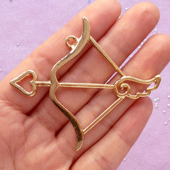 Sagittarius Charm | Arrow and Bow Pendant | Horoscope Open Backed Bezel | Zodiac Sign Deco Frame for UV Resin Filling | Astrology Jewelry Supplies (1 piece / Gold / 53mm x 58mm)