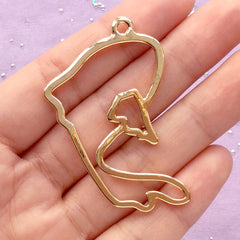 Pisces Charm | Constellation Open Backed Bezel for UV Resin Filling | Zodiac Deco Frame | Astrology Jewellery Supplies (1 piece / Gold / 32mm x 51mm)