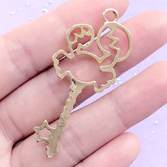 Horoscope Open Bezel for UV Resin Filling | Cancer Zodiac Key Charm | Constellation Pendant | Astrology Jewelry Making (1 piece / Gold / 24mm x 53mm)