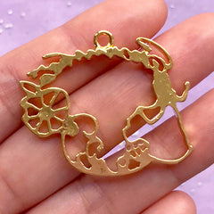 CLEARANCE Fairytale Princess Open Bezel Pendant for UV Resin Filling | Fairy Tale Jewellery Making | Kawaii Craft Supplies (1 piece / Gold / 38mm x 33mm)