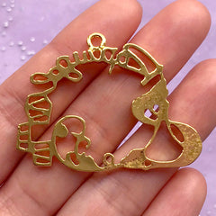 Fairy Tale Princess Open Bezel Charm | Fairytale Deco Frame for UV Resin Filling | Kawaii Jewellery Supplies (1 piece / Gold / 45mm x 34mm)