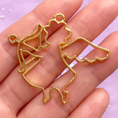 Angel Cupid Open Back Bezel Charm for UV Resin Filling | God of Love Pendant | Kawaii Jewelry DIY | Cute Deco Frame (1 piece / Gold / 46mm x 41mm)