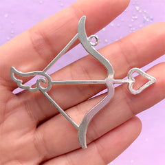 Zodiac Symbol Open Bezel | Sagittarius Horoscope Pendant | Bow and Arrow Charm | Constellation Jewellery Supplies (1 piece / Silver / 58mm x 53mm)