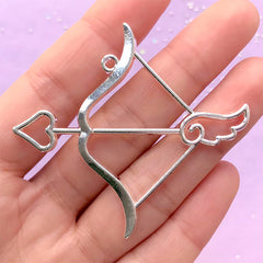 Zodiac Symbol Open Bezel | Sagittarius Horoscope Pendant | Bow and Arrow Charm | Constellation Jewellery Supplies (1 piece / Silver / 58mm x 53mm)