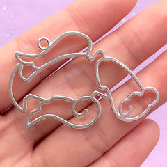 Aquarius Open Bezel | Horoscope Sign Deco Frame | Zodiac Constellation Charm | UV Resin Jewellery Making (1 piece / Silver / 49mm x 32mm)