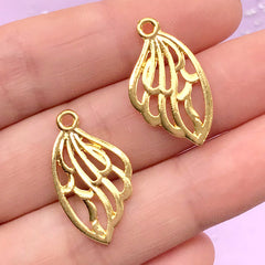 CLEARANCE Small Butterfly Wing Open Bezel Charm | UV Resin Jewellery Making | Kawaii Craft Supplies (2 pcs / Gold / 13mm x 24mm / 2 Sided)