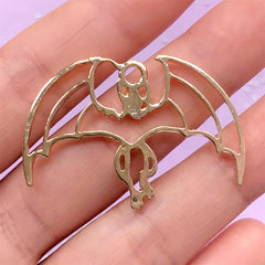 Bat Open Bezel Charm | Kawaii Goth Deco Frame for UV Resin Filling | Halloween Jewelry Supplies (1 piece / Gold / 39mm x 28mm)