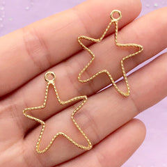 Starfish Open Bezel Charm | Sea Star Deco Frame | Marine Life Pendant | Kawaii UV Resin Jewelry Making (2 pcs / Gold / 23mm x 28mm)