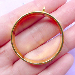 Thick Open Back Bezel | Deep Hollow Round Charm | Circle Deco Frame for UV Resin Filling | Epoxy Resin Jewellery Supplies (1 piece / Gold / 34mm x 38mm)