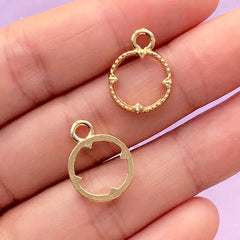 Small Round Deco Frame for UV Resin Filling | Circle Open Bezel Charm | UV Resin Jewellery Supplies (2 pcs / Gold / 13mm x 17mm)