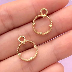 Small Round Deco Frame for UV Resin Filling | Circle Open Bezel Charm | UV Resin Jewellery Supplies (2 pcs / Gold / 13mm x 17mm)