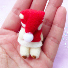 Christmas Toy Charm | Santa Claus Bear | Soft Plush Fabric Animal Doll (26mm x 45mm)