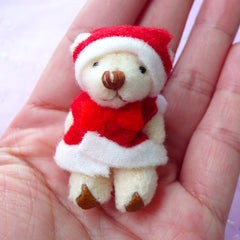 Christmas Toy Charm | Santa Claus Bear | Soft Plush Fabric Animal Doll (26mm x 45mm)