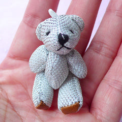 Soft Plush Bear Charm | Mini Animal Doll | Bling Bling Fabric Toy (25mm x 45mm)