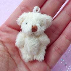 Fluffy Bear Doll Charm | Fabric Stuffed Animal | Mini Soft Plush Toy (25mm x 44mm)
