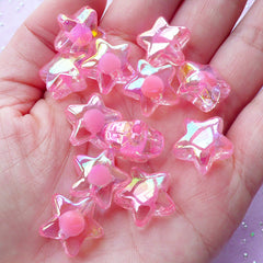 AB Star Beads | Aurora Borealis Acrylic Beads (Pink / 10 pcs / 16mm)