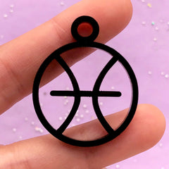 Pisces Open Bezel Charm | Acrylic Deco Frame for UV Resin Filling | Zodiac Sign Pendant | Horoscope Jewelry DIY (1 piece / Black / 29mm x 37mm / 2 Sided)
