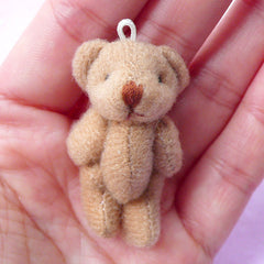 Soft Plush Toy Charm | Mini Bear Doll | Fabric Animal Toy (Light Brown / 24mm x 40mm)