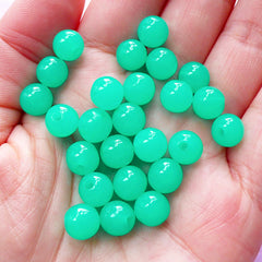 8mm Round Acrylic Beads | Translucent Jelly Candy Ball Beads (Teal Blue Green / 50pcs)