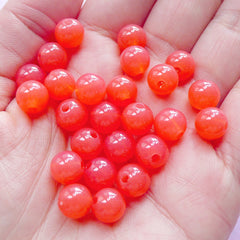 CLEARANCE 8mm Acrylic Bubblegum Beads | Round Jelly Candy Gum Ball Beads (Translucent Coral Pink / 50pcs)