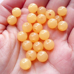 CLEARANCE Acrylic Jelly Bubblegum Beads | 8mm Round Gum Ball Beads (Translucent Orange / 50pcs)