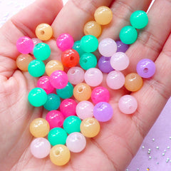 Jelly Candy Bead Mix | Assorted 8mm Round Gumball Acrylic Beads (50pcs)