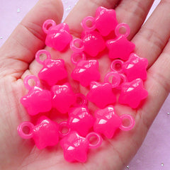 Acrylic Star Charms | Kawaii Jelly Candy Plastic Charm (Translucent Dark Pink / 15 pcs / 14mm x 18mm)