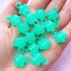 Acrylic Jelly Star Charms in Kawaii Candy Color (Translucent Teal Blue Green / 15 pcs / 14mm x 18mm)
