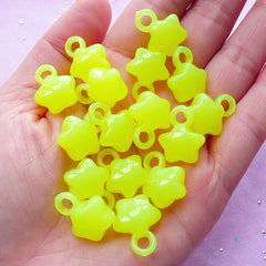 Jelly Candy Star Charms | Kawaii Acrylic Charm (Translucent Yellow / 15 pcs / 14mm x 18mm)