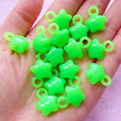 CLEARANCE Kawaii Star Charms | Cute Acrylic Charm in Jelly Candy Color (Green / 15 pcs / 14mm x 18mm)
